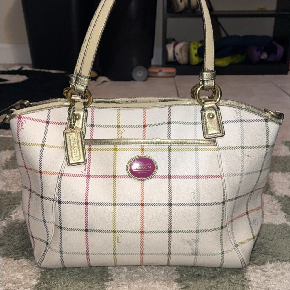 Coach Multicolor Plaid Shoulder Bag